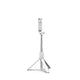 Mini trépied perche selfie blanc 70 cm extensible avec support téléphone blanc en haut, tige télescopique argentée, trois pieds déployés, sur fond blanc