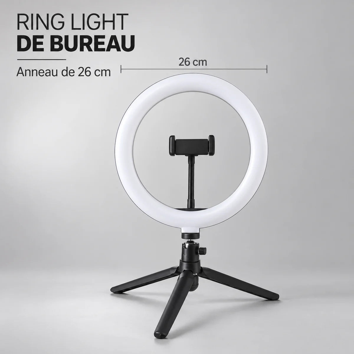 Ring light 26 cm de bureau – dimensions