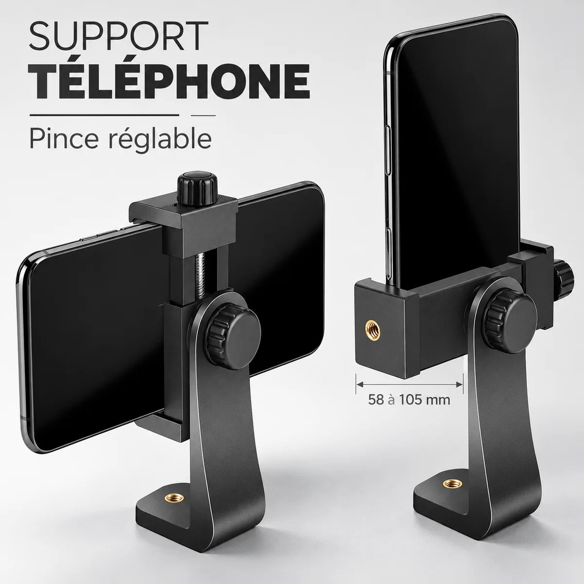 Support téléphone trépied avec griffe flash – largeur de la pince