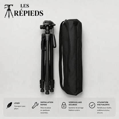 Trepied appareil photo 140 CM - Noir - accessoires inclus