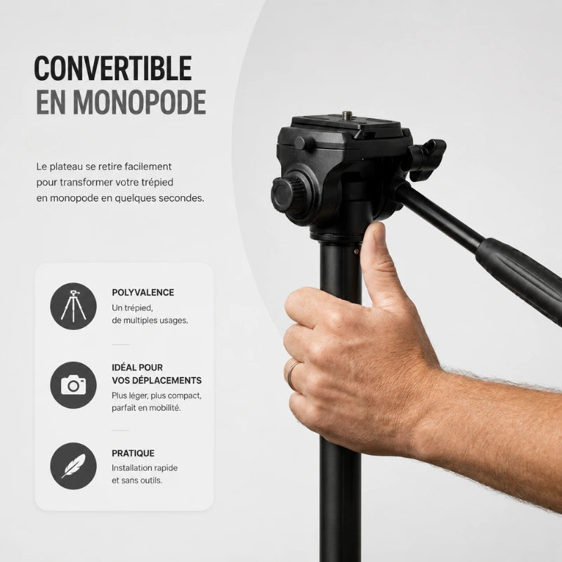 Trepied appareil photo 160 CM - Convertible Monopode