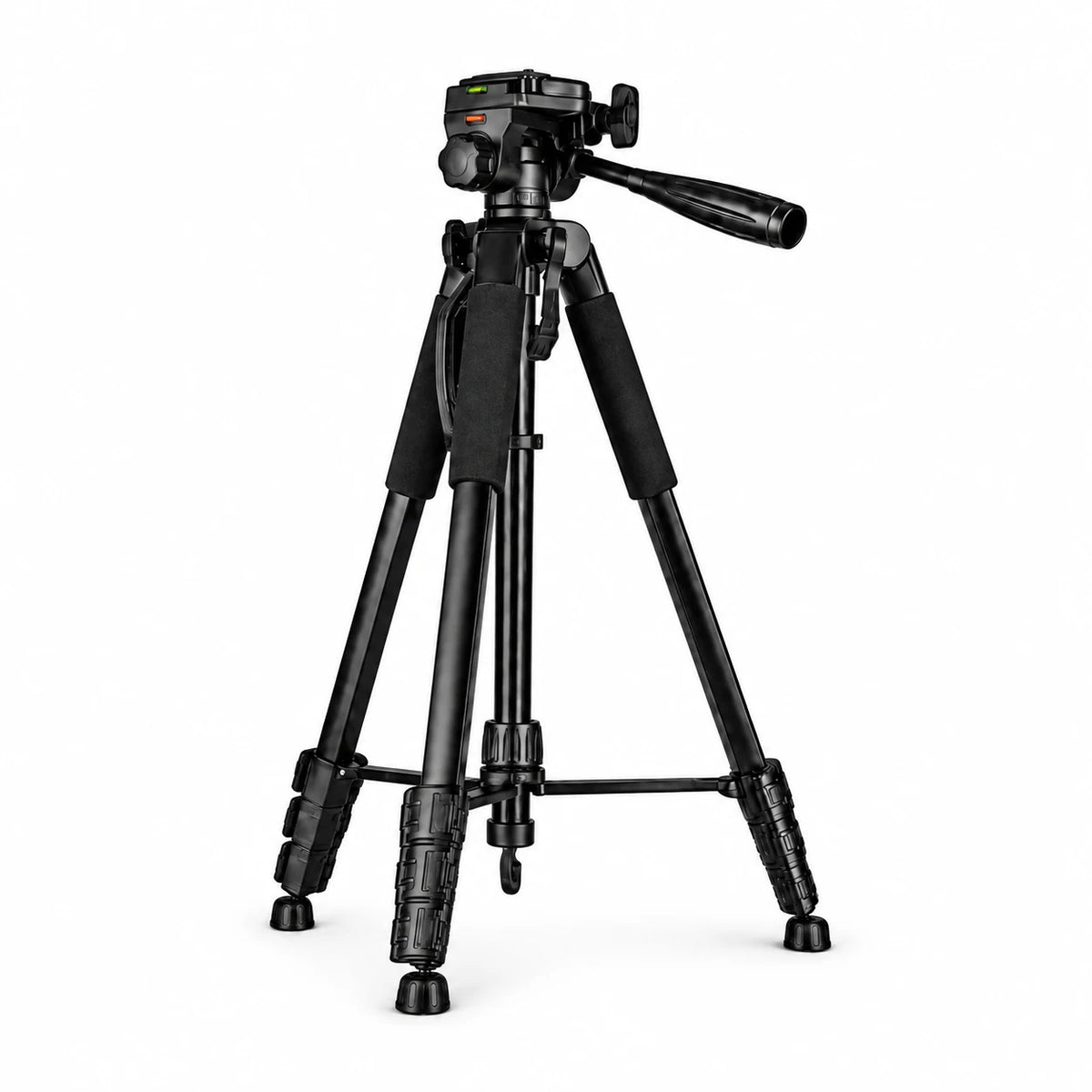 Trépied Appareil Photo 178 CM Aluminium - vue principale du trépied pour appareil photo, Reflex, Hybride & Smartphone, Vis 1/4", Grips Mousse & Sac inclus