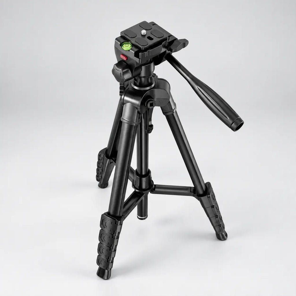 Trépied Appareil Photo 185 CM Noir Aluminium - mise en situation du trépied pour appareil photo, Reflex, Hybride & Smartphone, Vis 1/4" & Sac de Rangement inclus