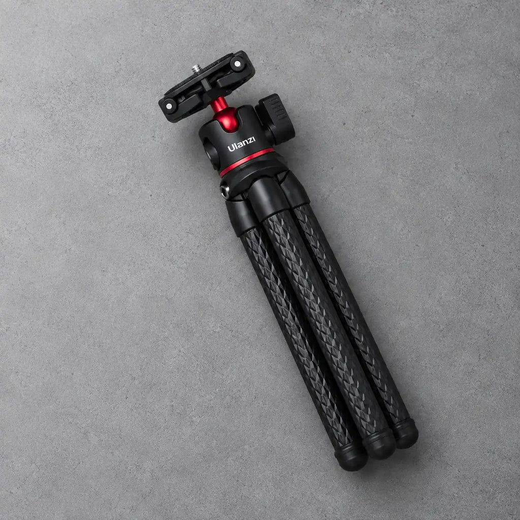 Trépied Flexible 32 CM Noir - vue complémentaire du trépied pour téléphone, DSLR & Smartphone, Griffe Froide & Vis 1/4 Pouce inclus