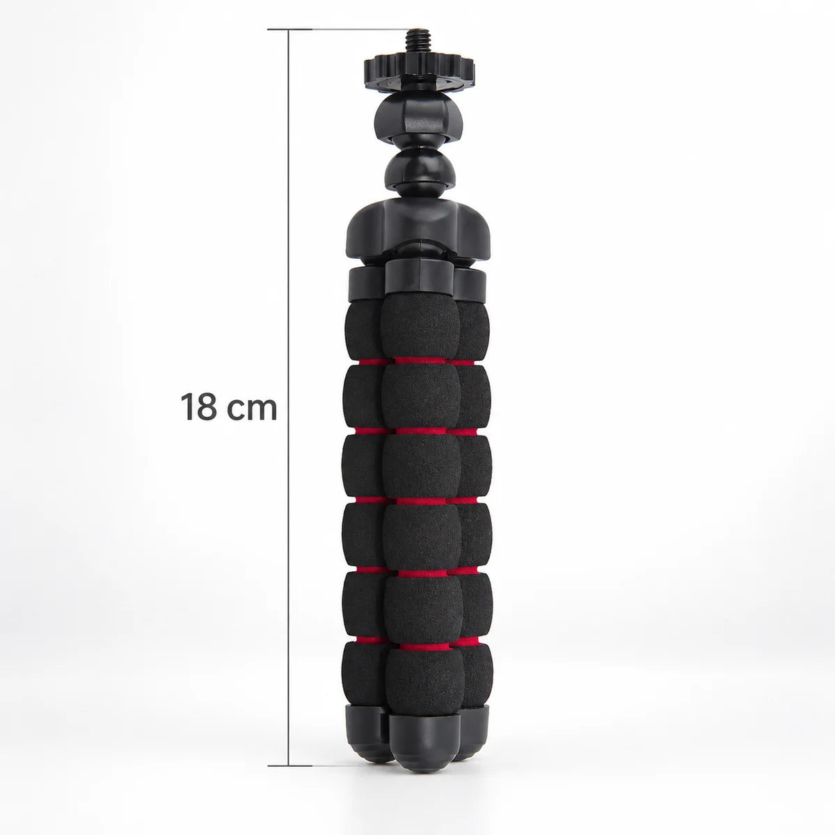 Trépied Flexible Mousse 18 CM Noir & Rouge - dimensions du trépied flexible