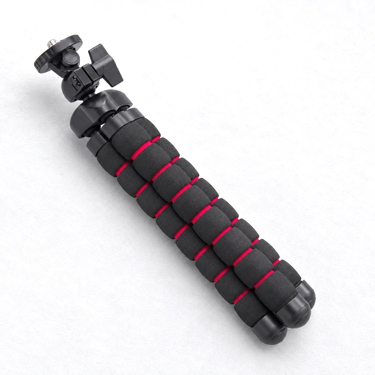 Trépied Flexible Mousse 26,5 CM Noir & Rouge - trépied flexible replié, jambes fermées