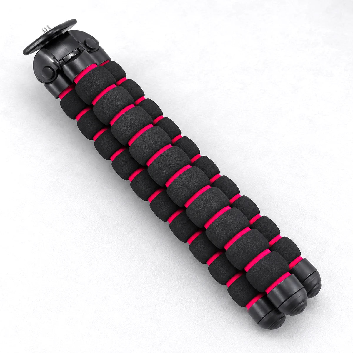 Trépied Flexible Mousse 29 CM Noir & Rouge - trépied flexible replié, jambes fermées
