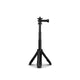 Mini trépied GoPro noir 23 cm extensible avec monture GoPro noire en haut, tige télescopique noire, trois pieds déployés avec poignée, sur fond blanc
