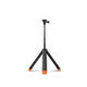 Mini trépied GoPro noir extensible 57 cm avec patins orange en bas, tige télescopique noire et monture GoPro en haut, sur fond blanc