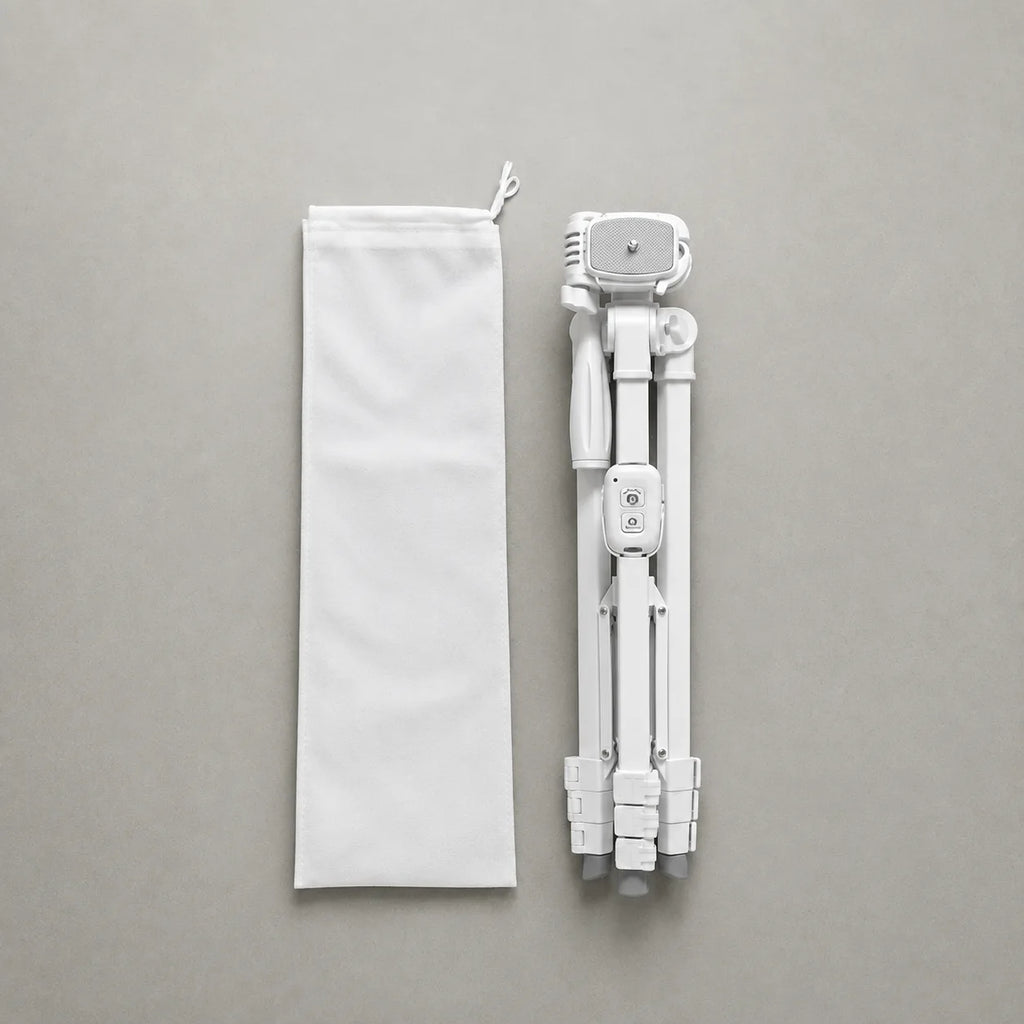 Trépied iPhone 152 CM Blanc - mise en situation du trépied pour téléphone, Support Téléphone