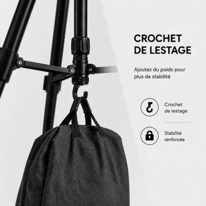 Trepied appareil photo 140 CM - Noir - detail tete et fixation