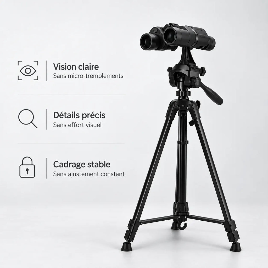 Trépied Jumelles 140 CM Noir Aluminium - format plié et transport du trépied pour jumelles, Jumelles & Longue-Vue, Stable & Réglable