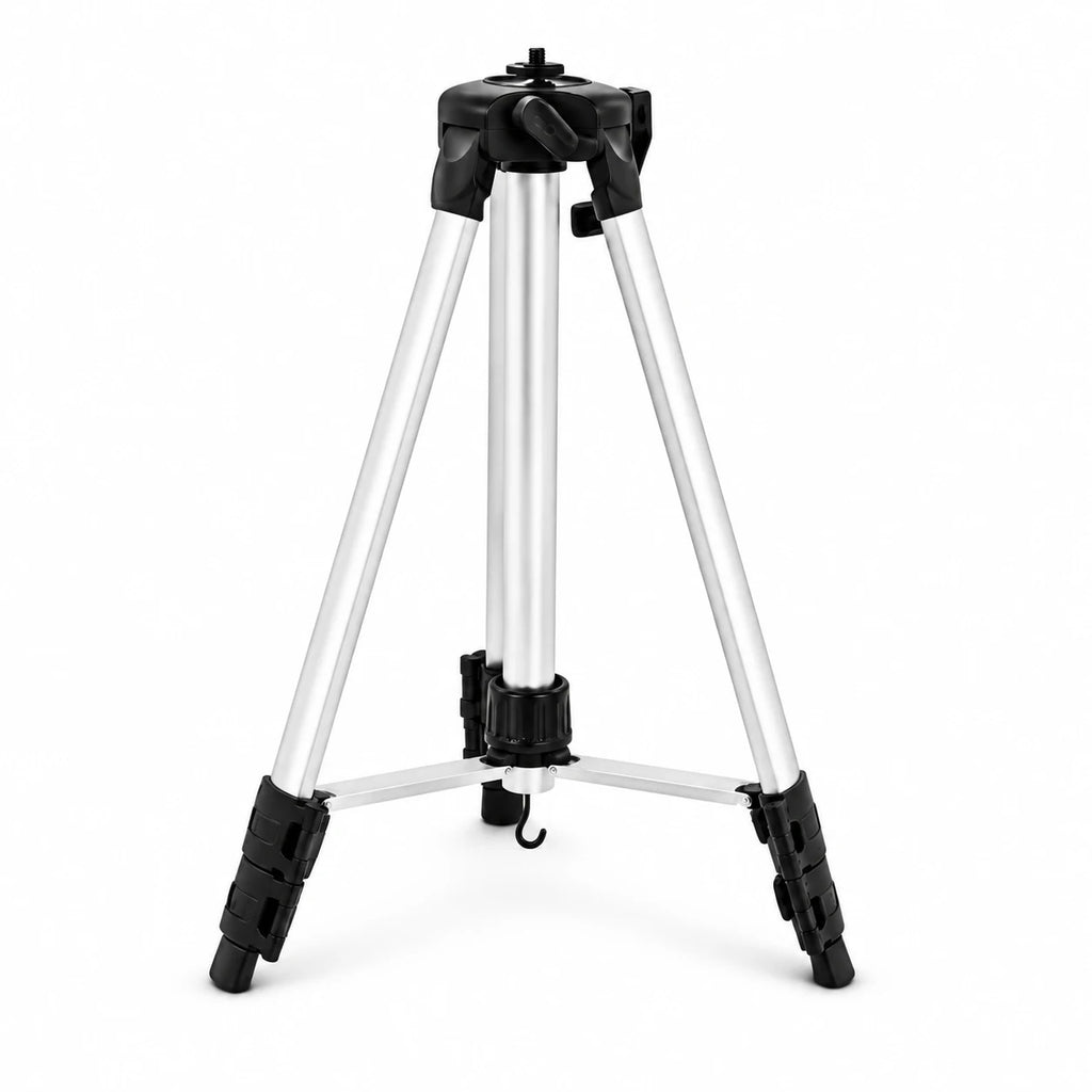 Trépied Laser 120 CM Gris Aluminium - vue principale du trépied pour niveau laser, Niveau Laser & Croix, Sac de Rangement inclus