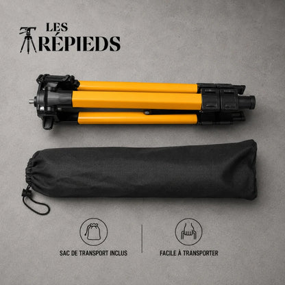 Trepied laser jaune replie avec sac de transport noir inclus