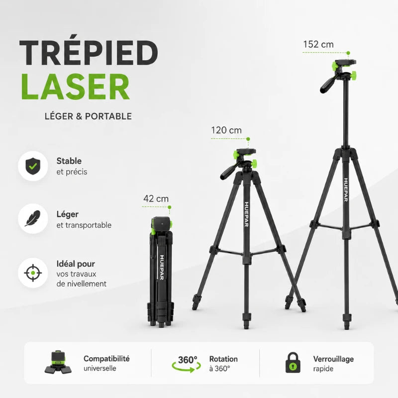 Trepied laser 152 CM - Noir