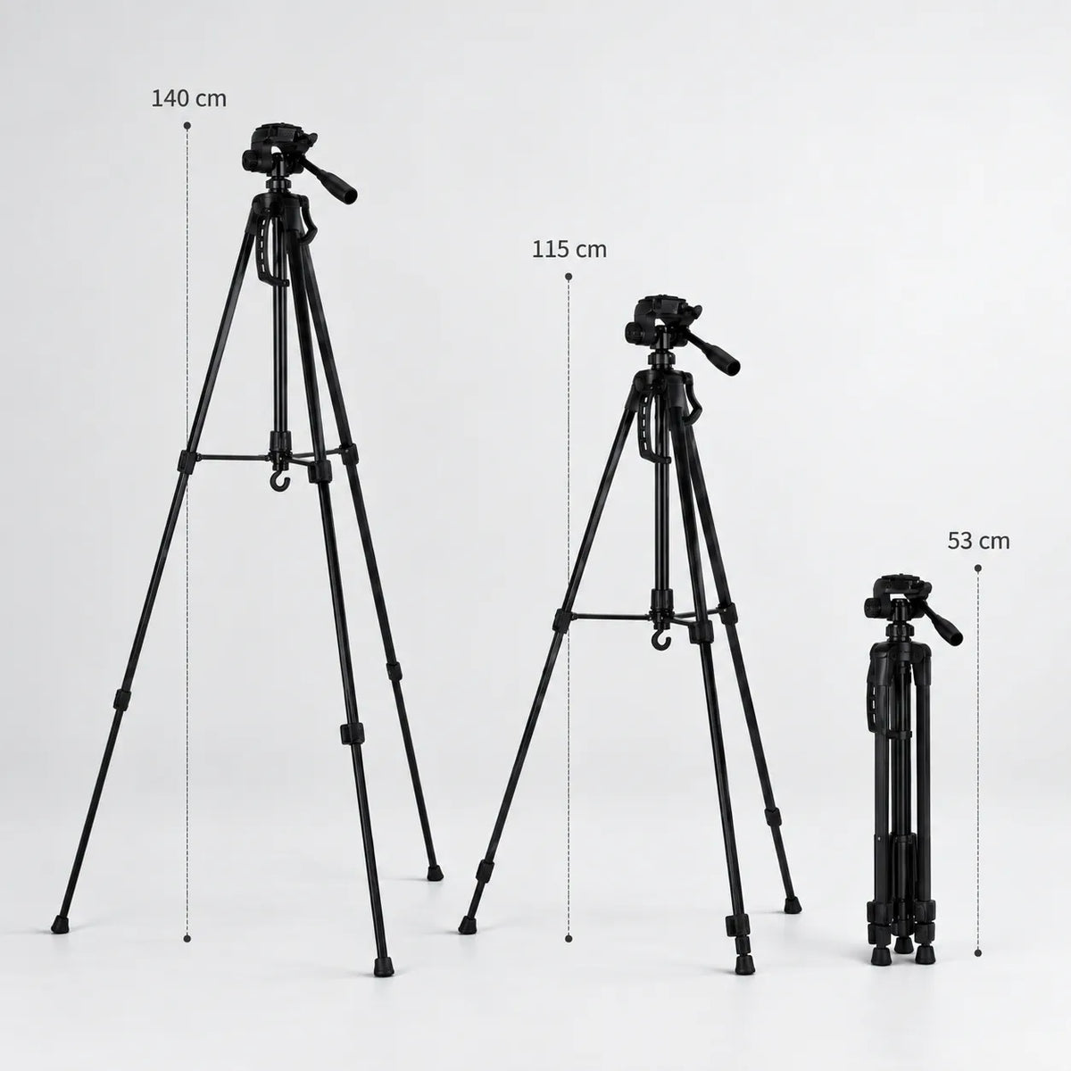 Trépied longue-vue 140 cm, réglable de 55 à 140 cm