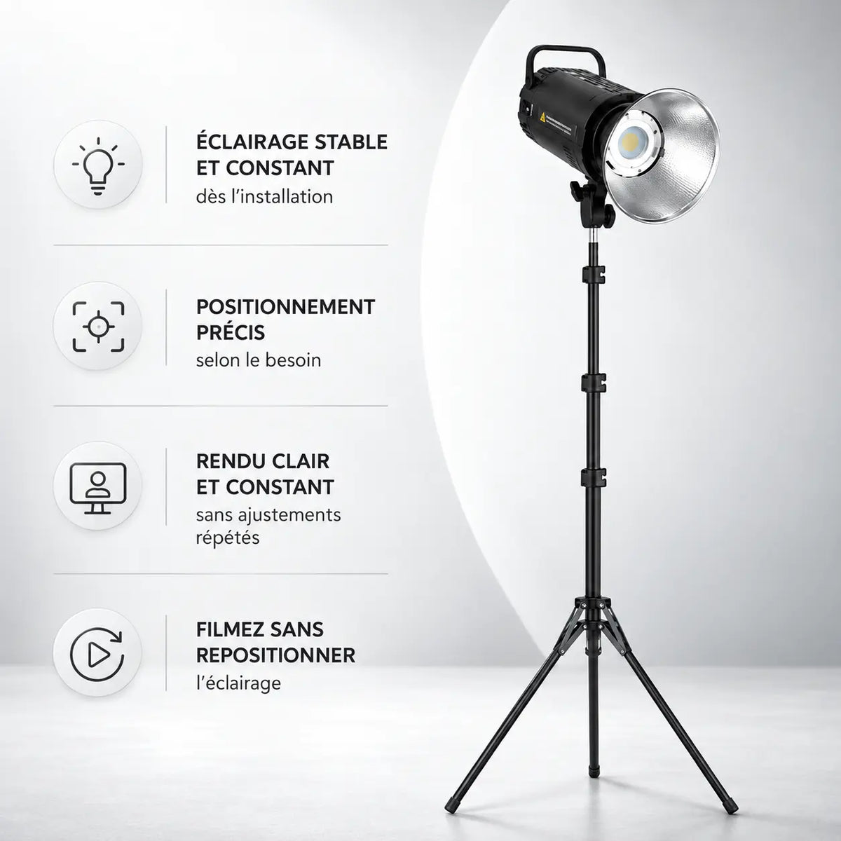 Trépied Lumière 190 CM Motifs Gris - format plié et transport du trépied pour lumière, Ring Light & Softbox, Sac de Transport inclus