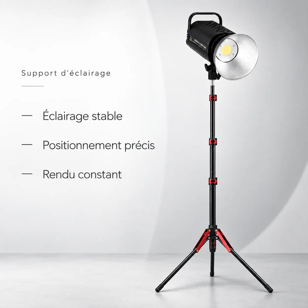 Trépied Lumière 190 CM Motifs Rouges - format plié et transport du trépied pour lumière, Ring Light & Softbox, Sac de Transport inclus