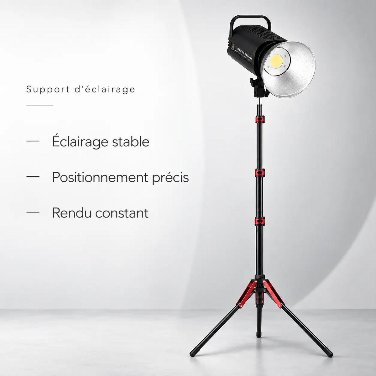 Trépied Lumière 190 CM Motifs Rouges - format plié et transport du trépied pour lumière, Ring Light & Softbox, Sac de Transport inclus