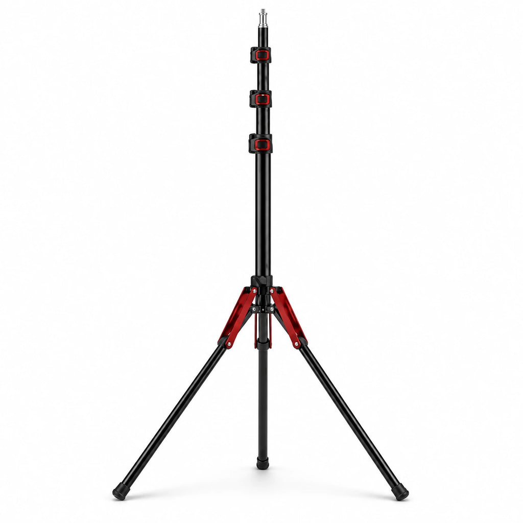 Trépied Lumière 190 CM Motifs Rouges - vue principale du trépied pour lumière, Ring Light & Softbox, Sac de Transport inclus