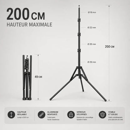 Trepied lumiere 200 CM - Noir