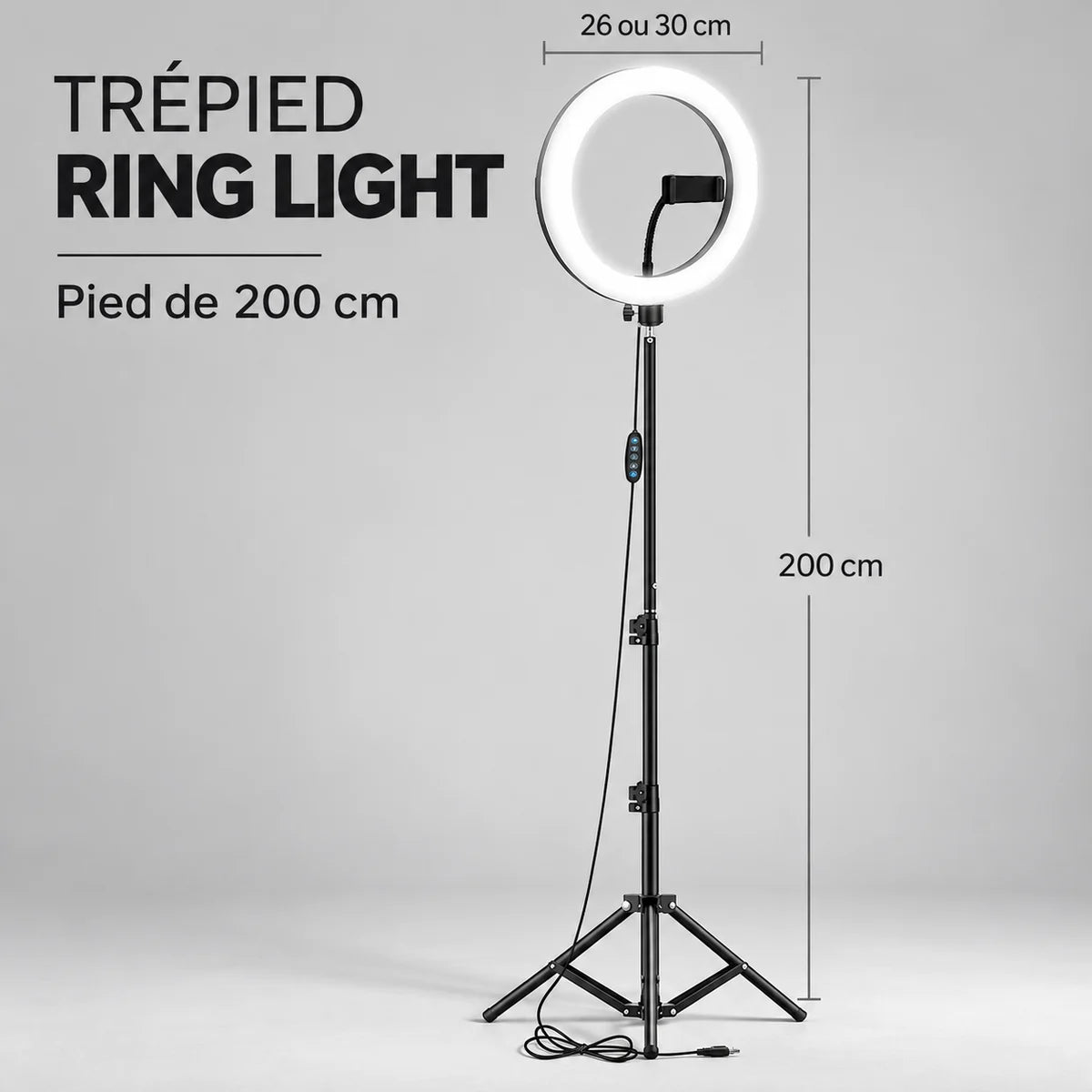 Trépied ring light 200 cm – hauteur