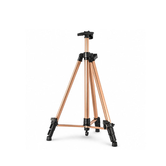 Trepied tableau couleur cafe 155 cm deploye sur fond blanc avec clip de fixation