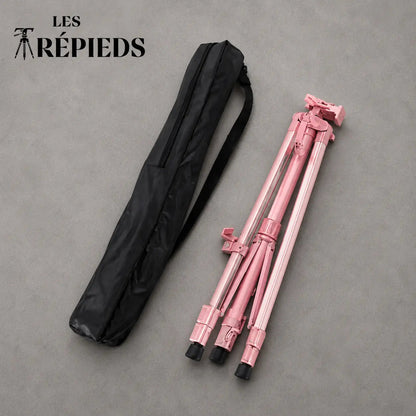 Trepied tableau rose plie avec housse de transport noire