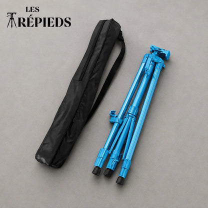 Trepied tableau turquoise plie avec housse de transport noire