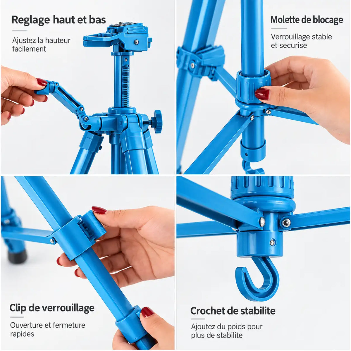 Trépied Tableau 155 CM Turquoise Aluminium - réglage et fixation du trépied pour tableau, Réglable & Stable, Sac de Transport inclus
