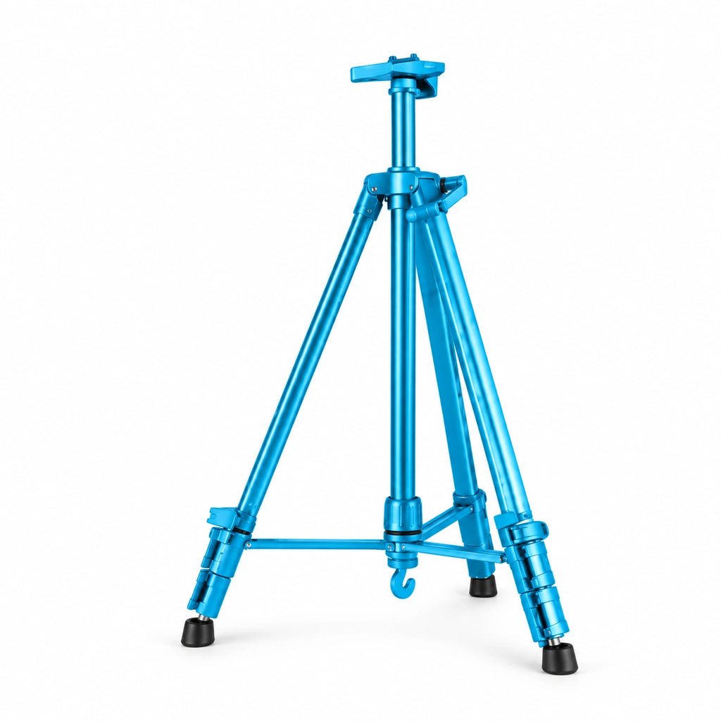 Trépied Tableau 155 CM Turquoise Aluminium - vue principale du trépied pour tableau, Réglable & Stable, Sac de Transport inclus