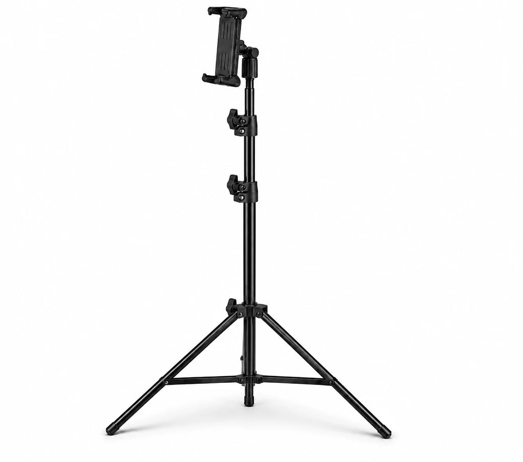 Trépied Tablette 160 CM - vue principale du trépied pour tablette, iPad & Samsung Galaxy, Sac de Rangement & Support inclus