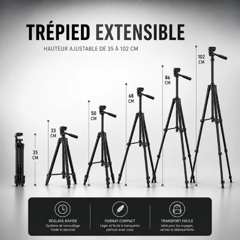Trepied telephone 102 CM - Noir