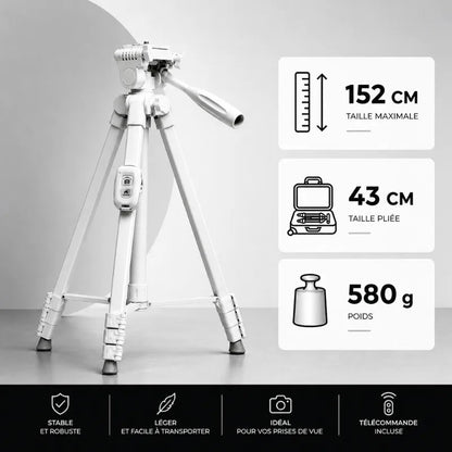 Trepied telephone 152 CM - Blanc - vue laterale