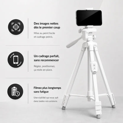 Trepied telephone 152 CM - Blanc - vue de face