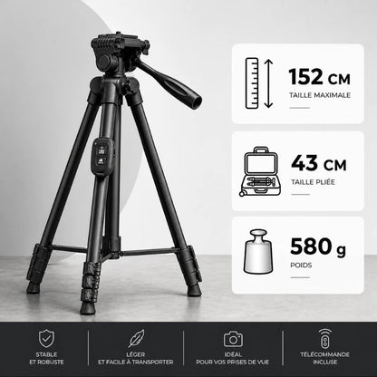 Trepied telephone 152 CM - Noir - vue laterale