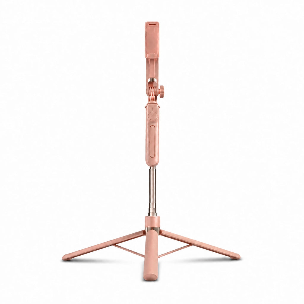 Trépied Téléphone 170 CM Rose Aluminium - vue principale du trépied pour téléphone, iPhone & Android, Stable à Pleine Extension & Télécommande incluse