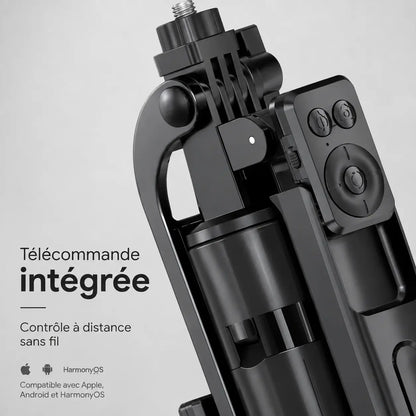 Trépied Téléphone 180 CM Noir 4 Pieds | iPhone & Android | Télécommande Bluetooth incluse - vue 3
