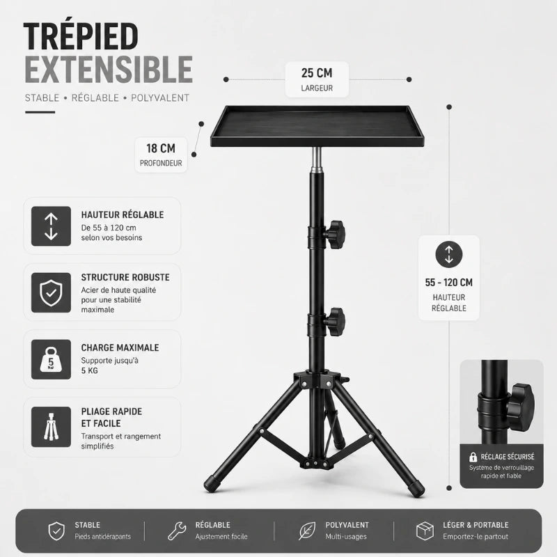 Trepied videoprojecteur 120 CM - Avec Support