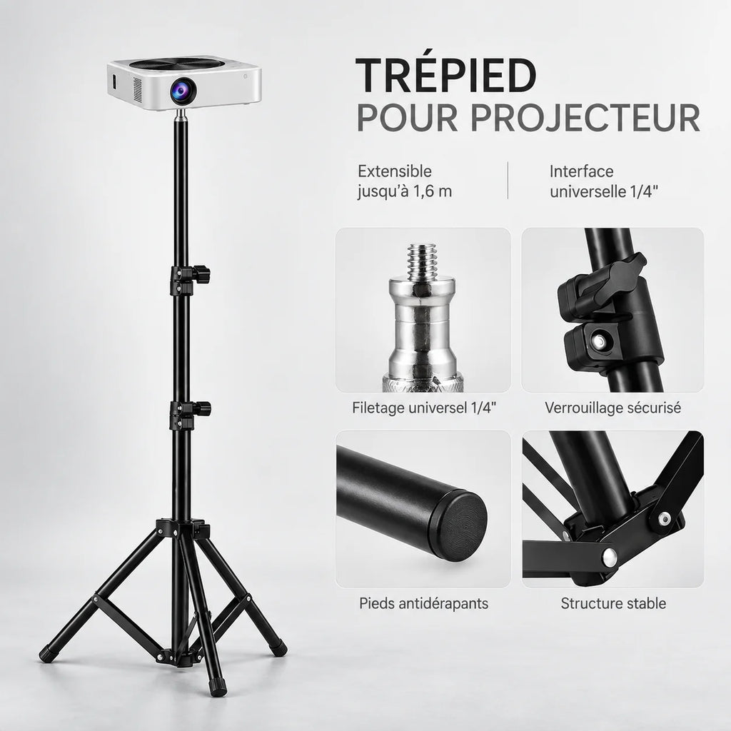 Trépied Vidéoprojecteur 160 CM Noir - format plié et transport du trépied pour vidéoprojecteur, Tous Vidéoprojecteurs, Grande Hauteur & Stable