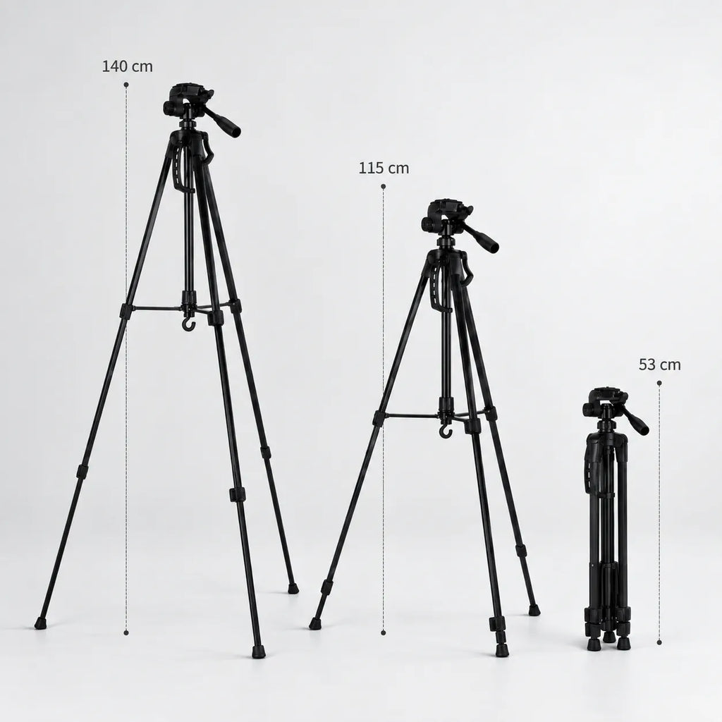 Trépied de voyage 140 cm, réglable de 55 à 140 cm
